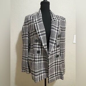 Zara Black and White Checkered Blazer